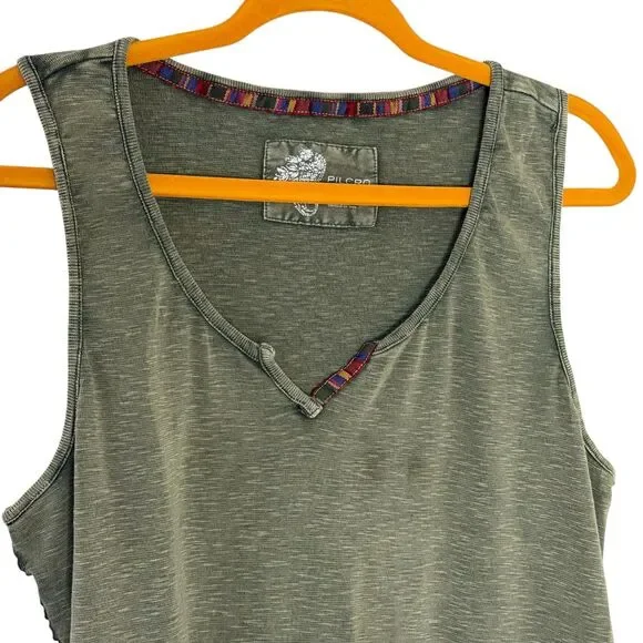 Pilcro Anthropologie Tank Top Knit Shirt Notch Neck Rainbow Green XL bv - Picture 2 of 9